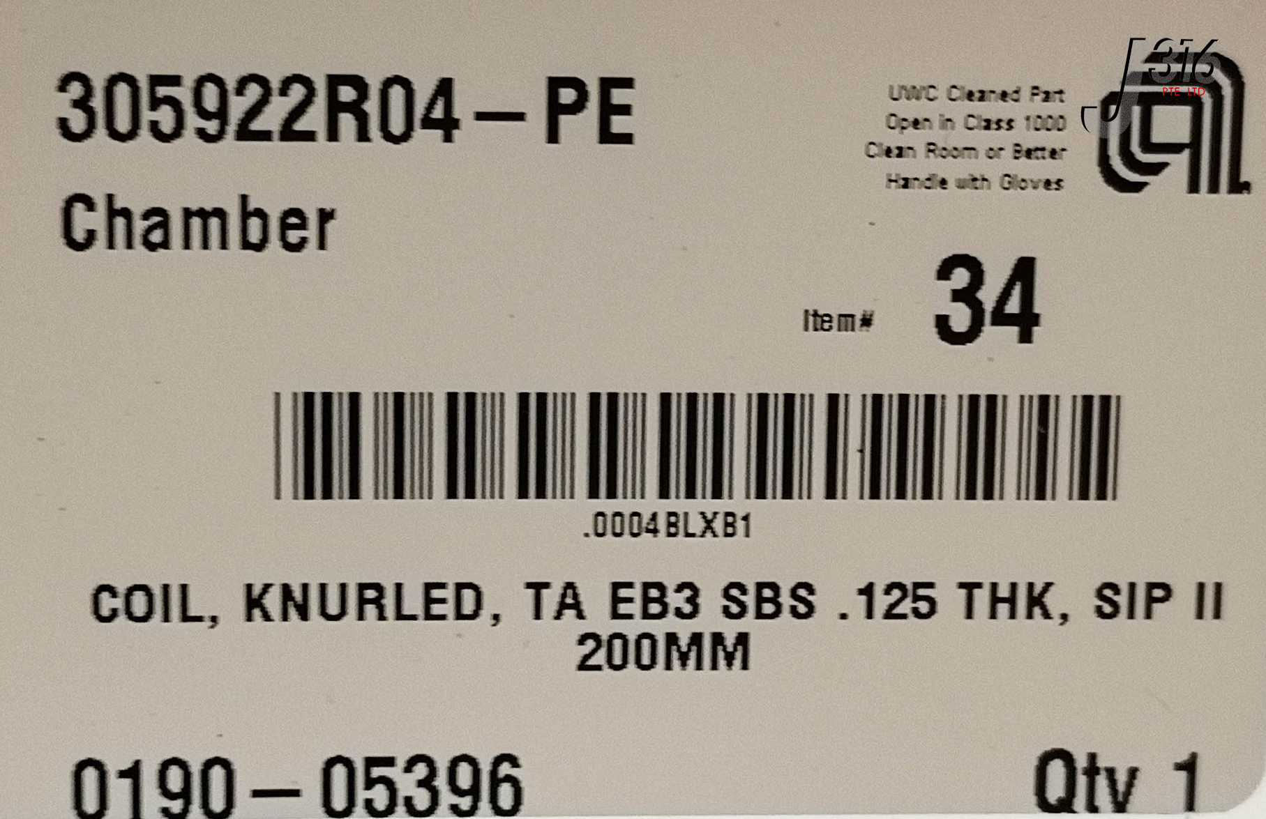 セイム 15542 APPLIED MATERIALS COIL, KNURLED, TA EB3 SBS .125 THK, SIP